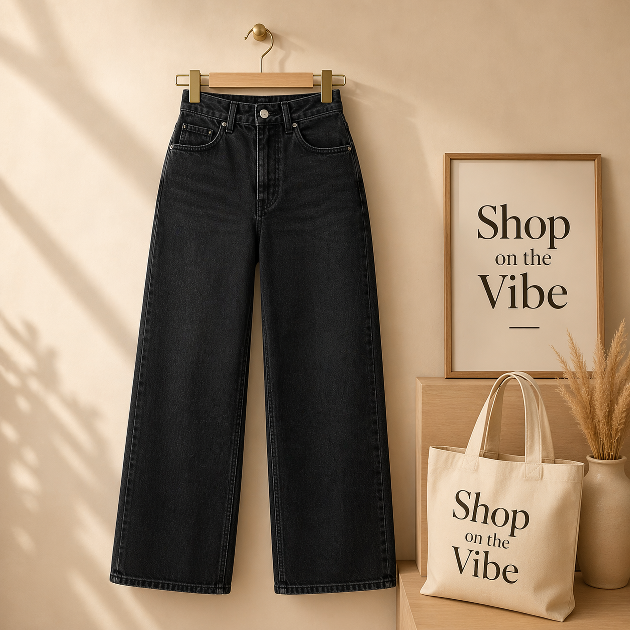 MALAYSIAN BLACK WIDE LEG JEANS