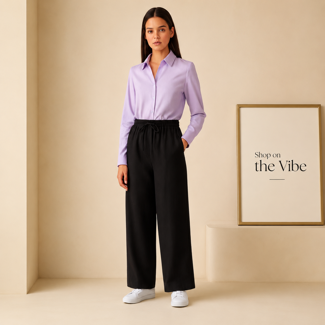 LILAC BUTTON DOWN SHIRT WITH BLACK FLAPPER