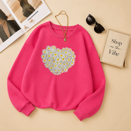 DAISY HEART PINK SWEATSHIRT