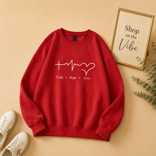 FAITH LOVE HOPE RED SWEATSHIRT