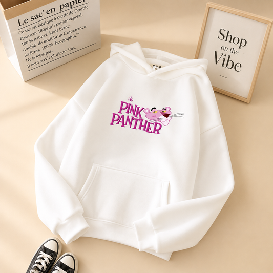 WHITE PINK PANTHER HOODIE