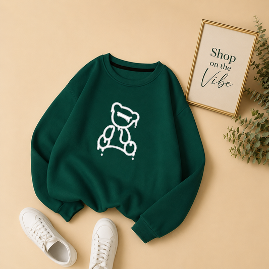 NEW BEAR BOTTLE GREEN SWEATSHIRT