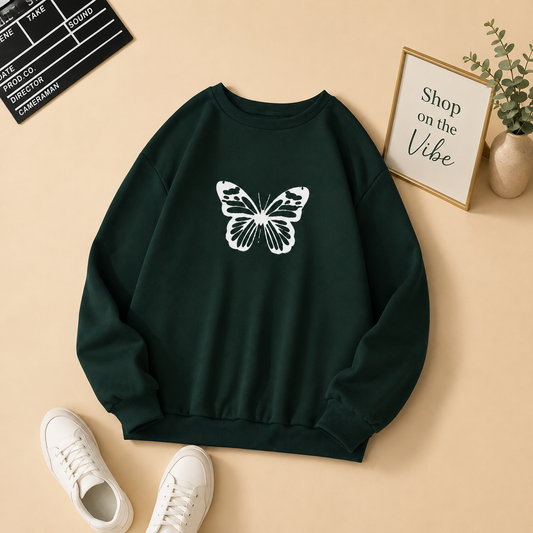 BIG BUTTERFLY BOTTLE GREEN SWEATSHIRT