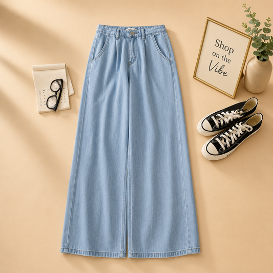 ICE BLUE WIDE LEG JEANS