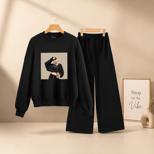 NECKLACE GIRL BLACK SWEATSHIRT WITH FLAPPER