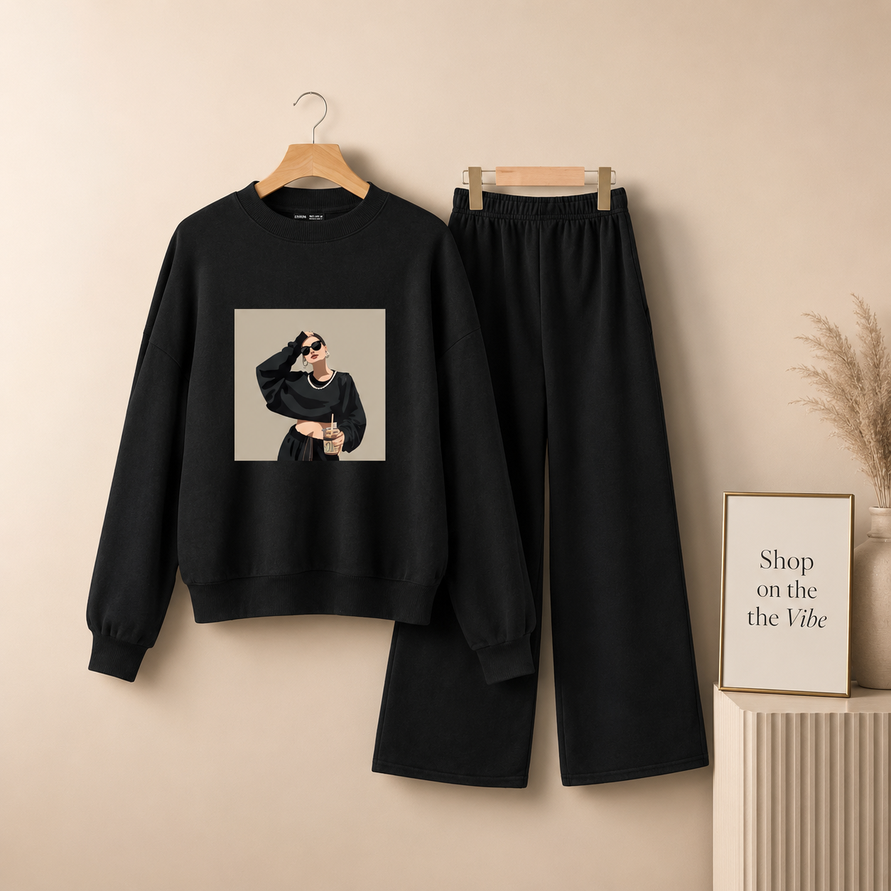 NECKLACE GIRL BLACK SWEATSHIRT WITH FLAPPER