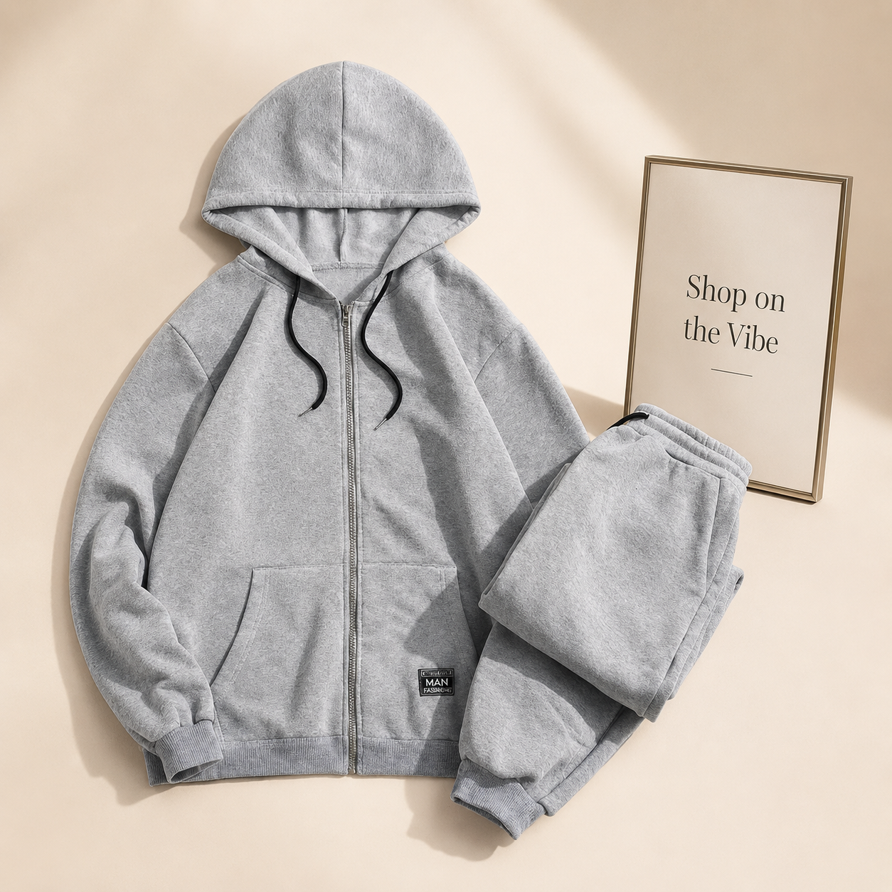 BASIC GREY ZIPPER TRACKSUIT