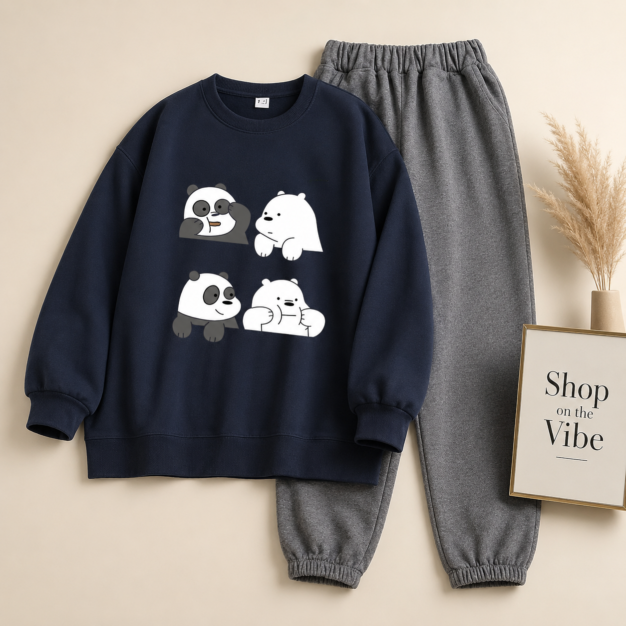 NAVY BLUE 4 BEAR SWEATSHIRT WITH CHARCOAL TROUSER