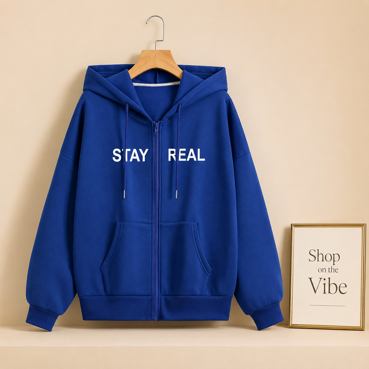 ROYAL BLUE ZIPPER HOOD STAY REAL