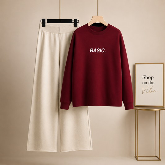 MAROON SWEATSHIRT BASIC DESIGN WITH BEIGE FLAPPER