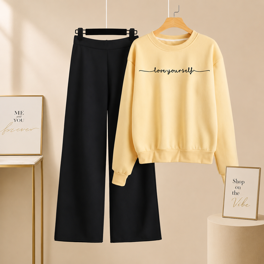 CREAM SWEATSHIRT LOVE YOURSELF WITH BLACK FLAPPER