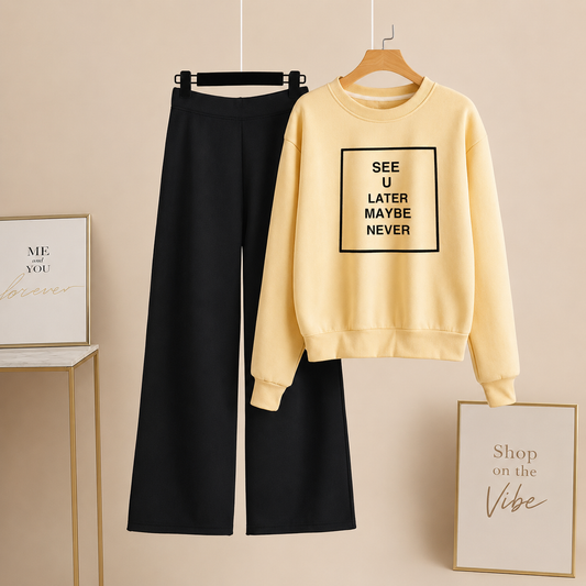CREAM SWEATSHIRT SEE YOU LATER WITH BLACK FLAPPER