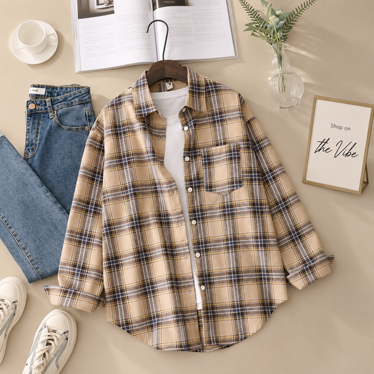 BEIGE CHECK SHIRT