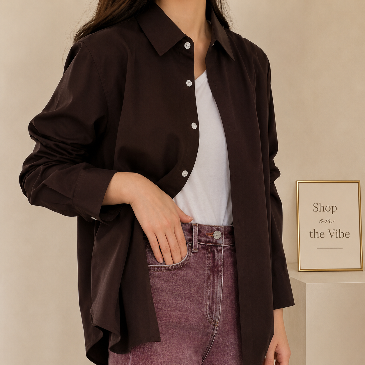 CHOCOLATE BROWN BUTTON DOWN SHIRT