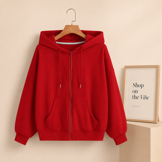 RED ZIPPER HOODIE