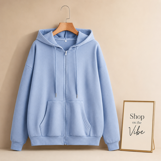 SKY BLUE ZIPPER HOODIE