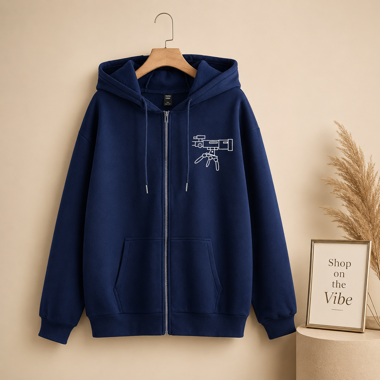NAVY BLUE ZIPPER HOOD POCKET SCOPE