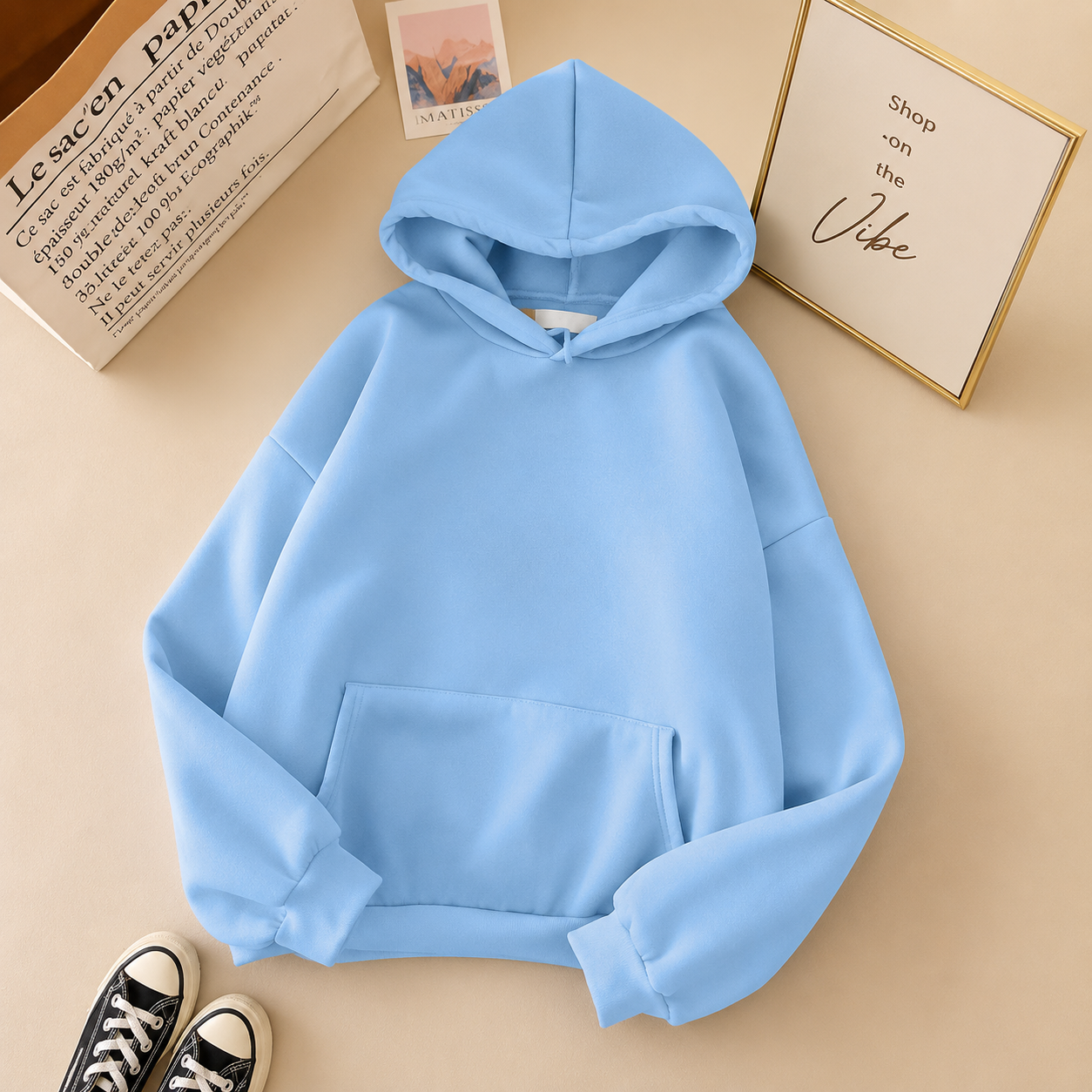 PLAIN SKY BLUE HOOD
