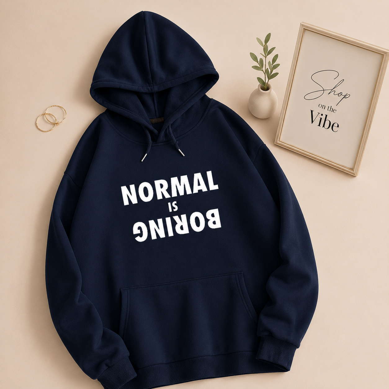 NAVY BLUE HOOD NORMAL IS BORING