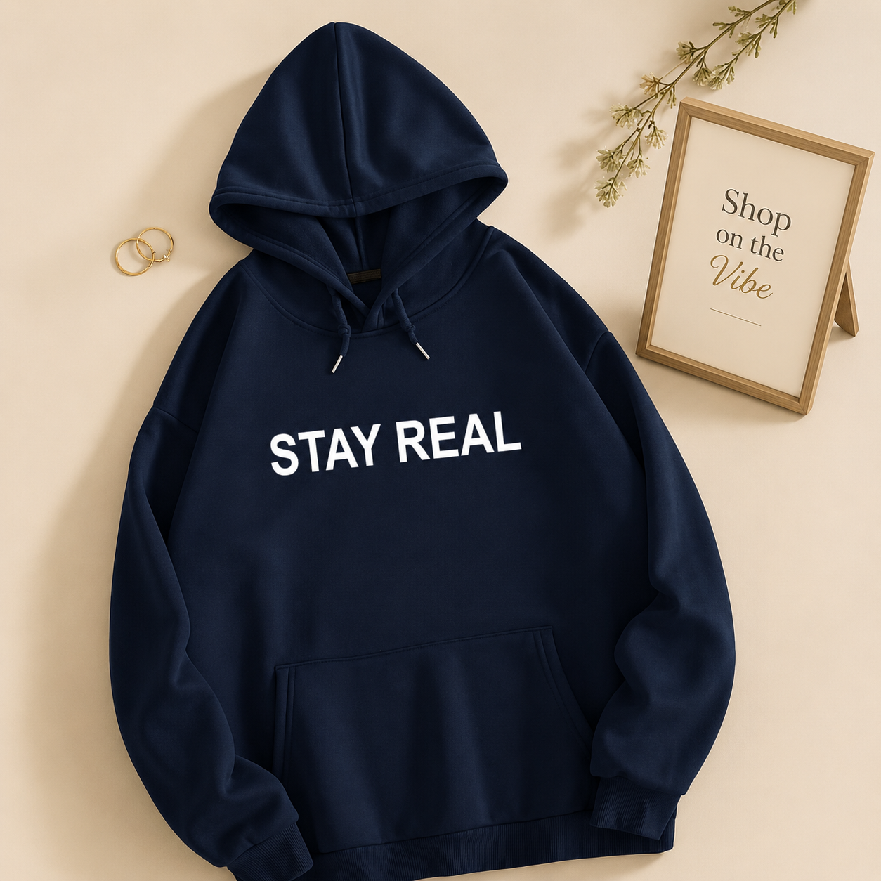 NAVY BLUE HOOD STAY REAL