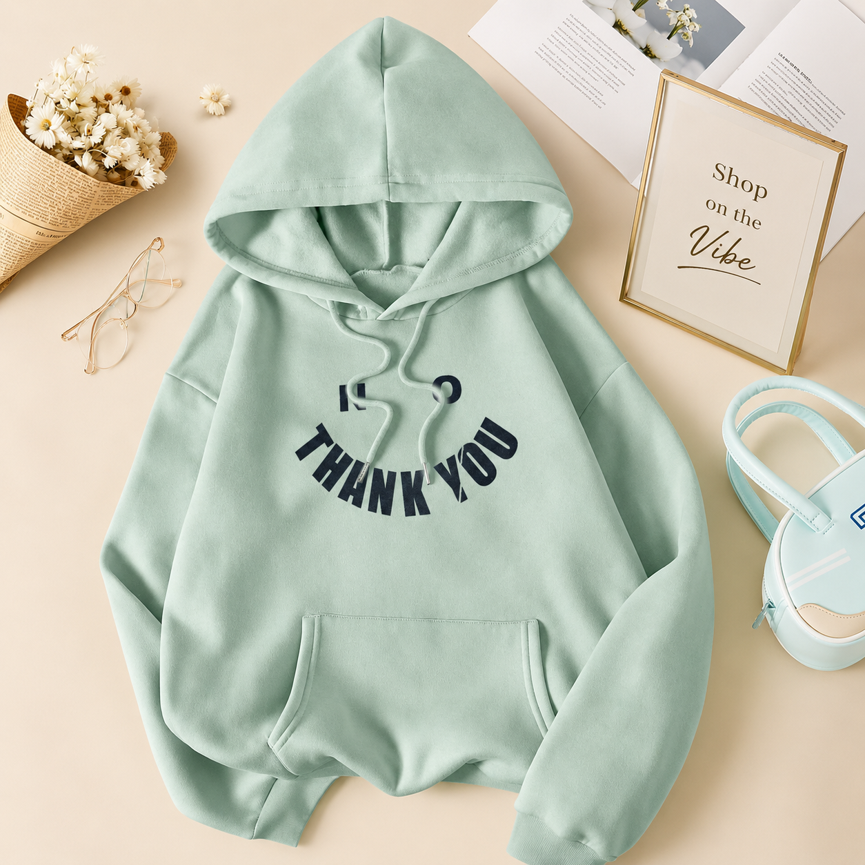 NO THANK YOU SEA GREEN HOOD