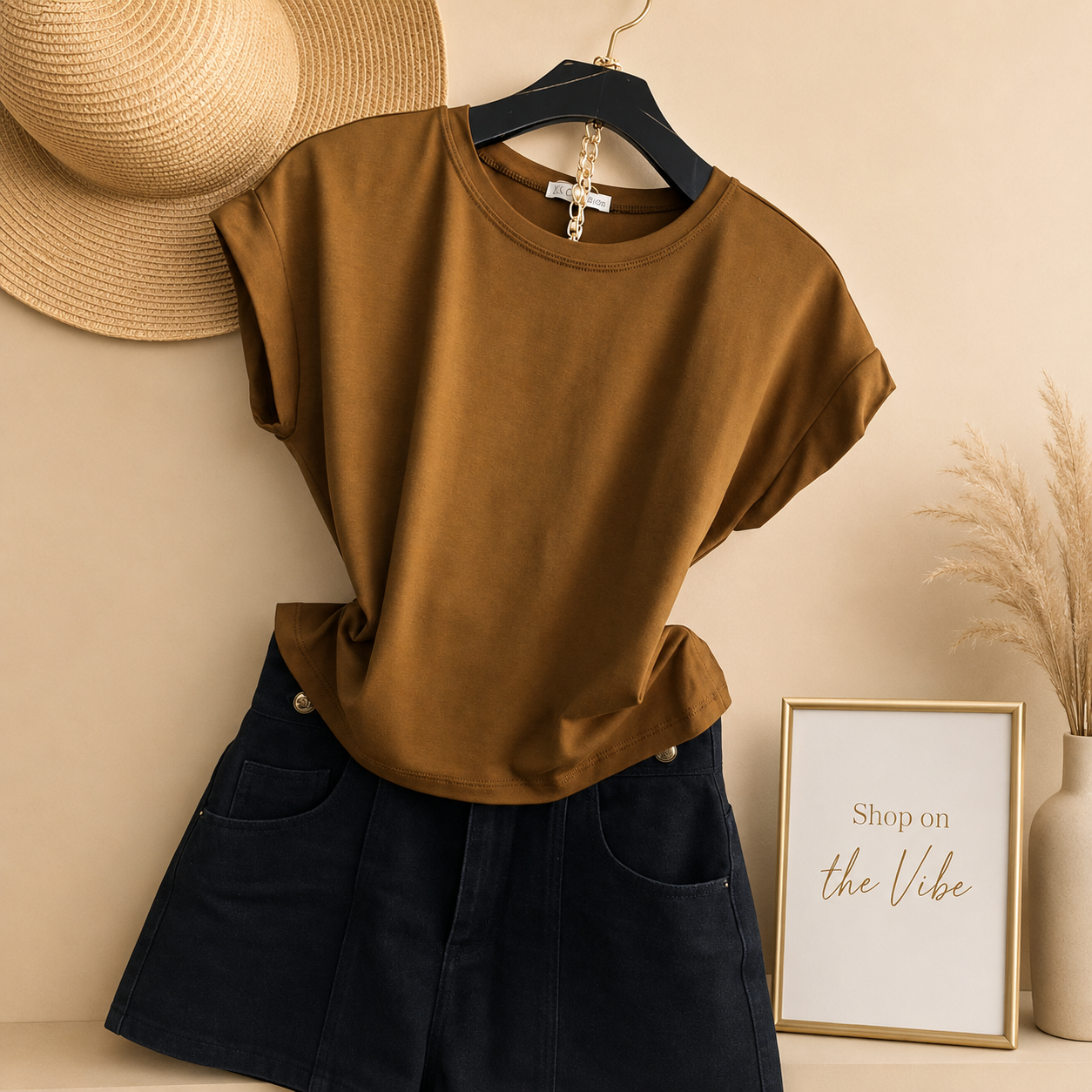 PLAIN LIGHT BROWN TEE