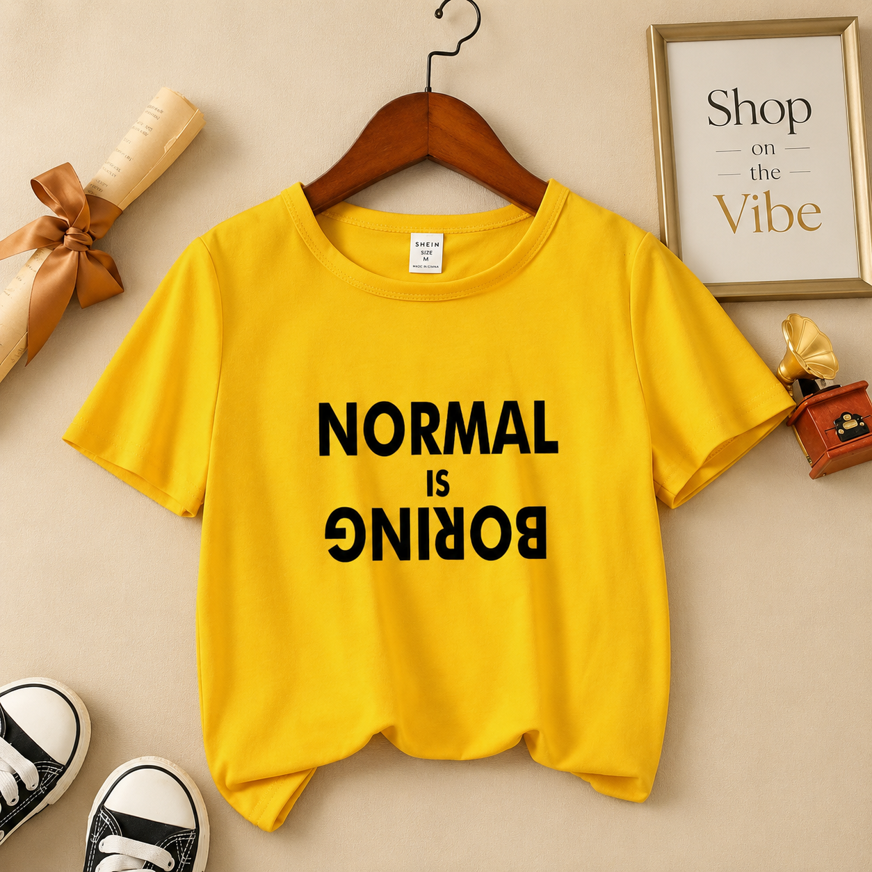 NORMAL IS BORING YELLOW TEE