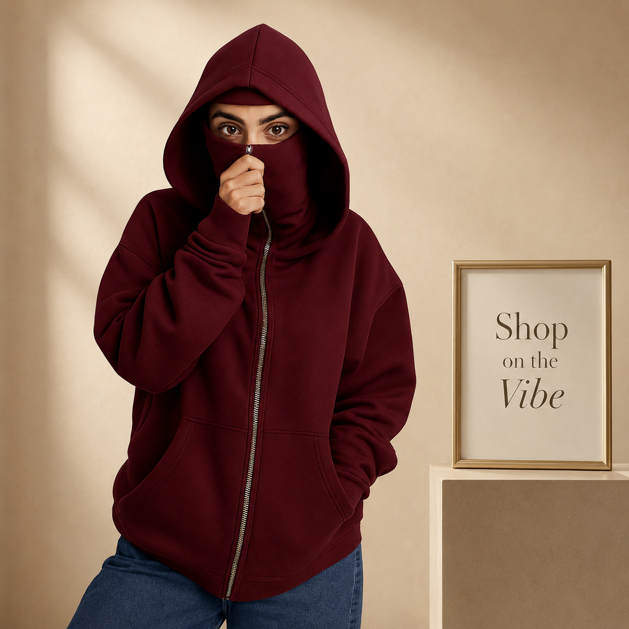 MAROON NINJA HOODIE-WOMEN