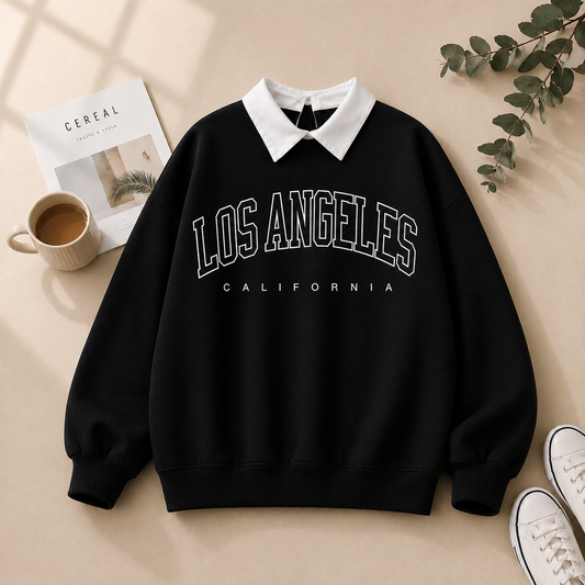 BLACK COLLAR SWEATSHIRT LOSANGLES
