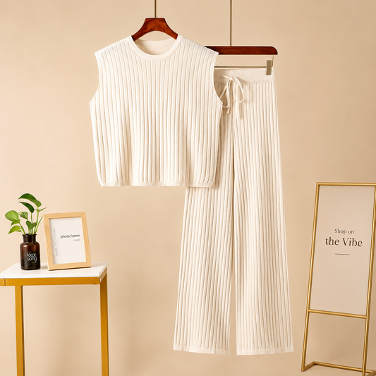 WHITE RIB KNIT TRACKSUIT