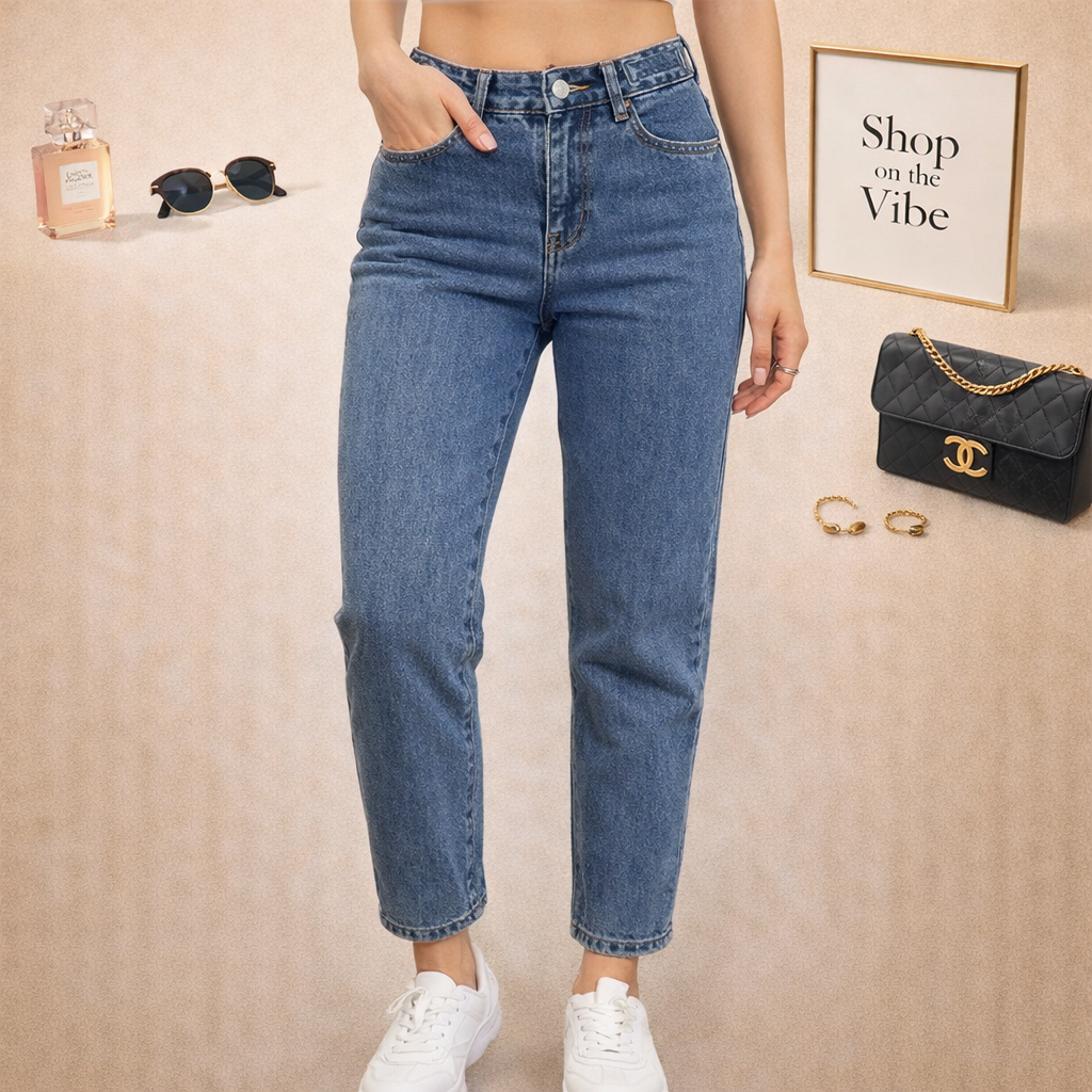 MID BLUE MOM FIT