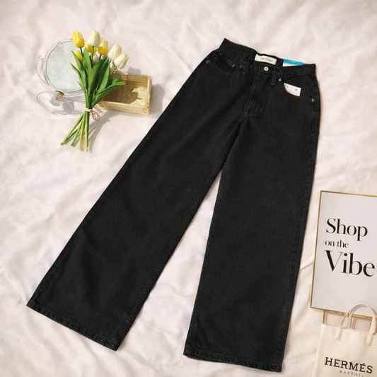BLACK WIDE LEG JEANS