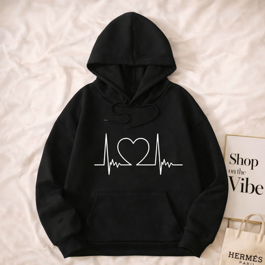 BLACK HOODIE HEART VEIN