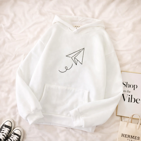 WHITE PAPER PLANE HOODIE