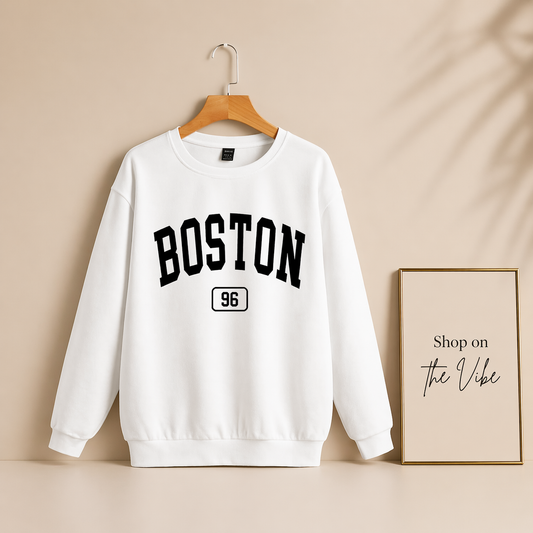 WHITE BOSTON SWEATSHIRT