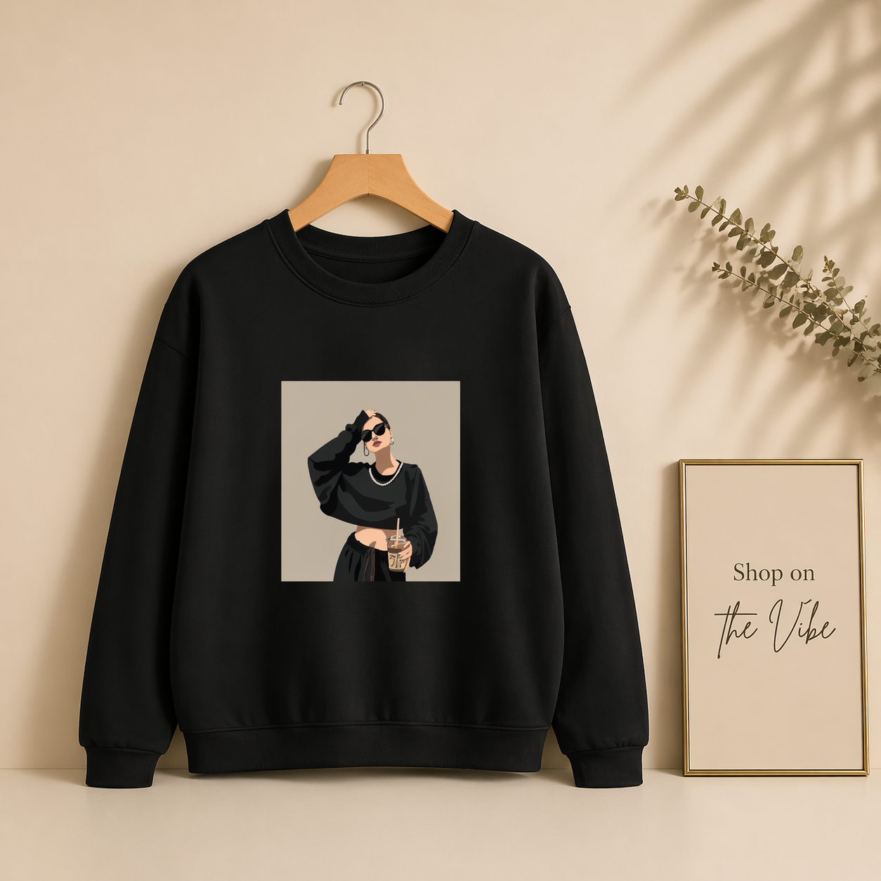 BLACK NECKLACE GIRL SWEATSHIRT