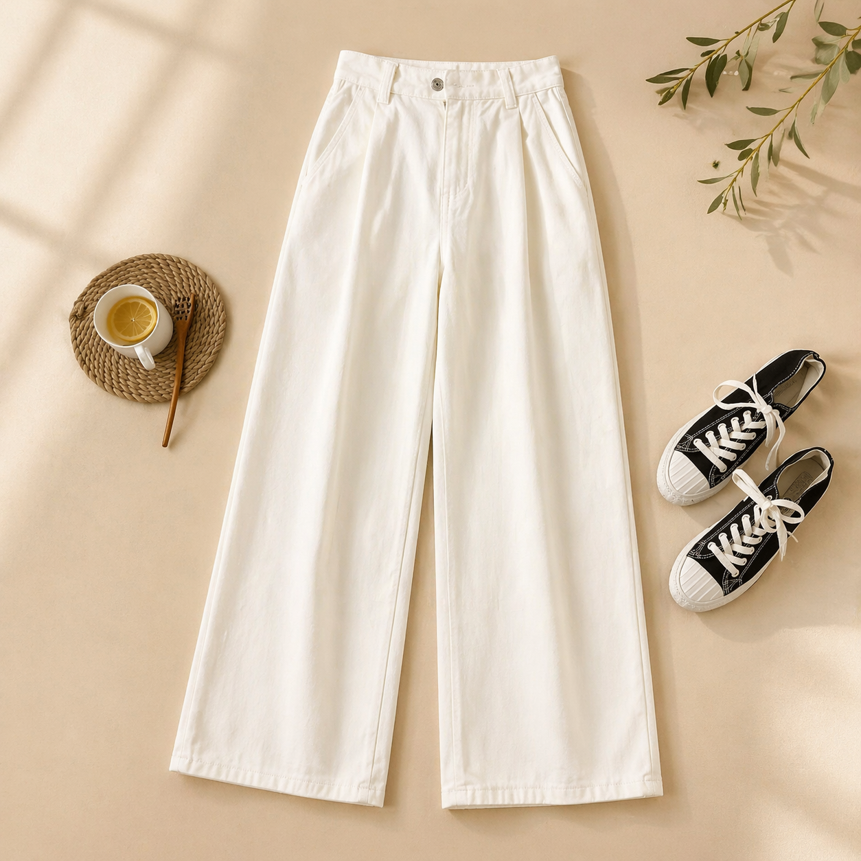 White Wide Leg