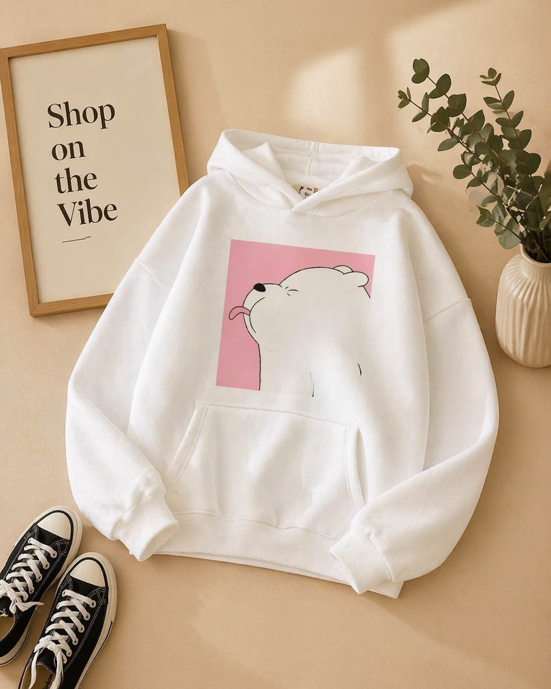 WHITE PANDA TONGUE HOODIE