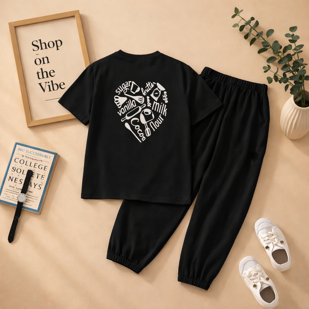 SUGAR VANILLA BLACK TSHIRT TRACKSUIT