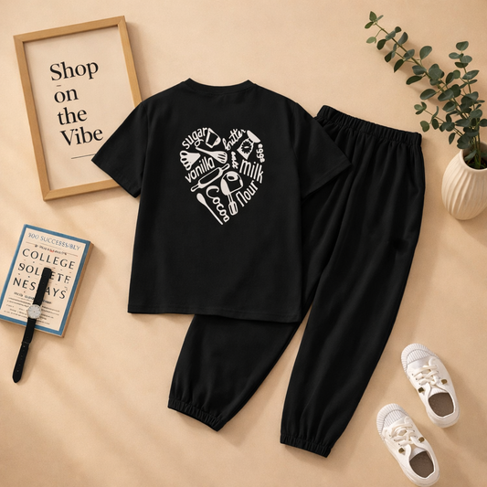SUGAR VANILLA BLACK TSHIRT TRACKSUIT