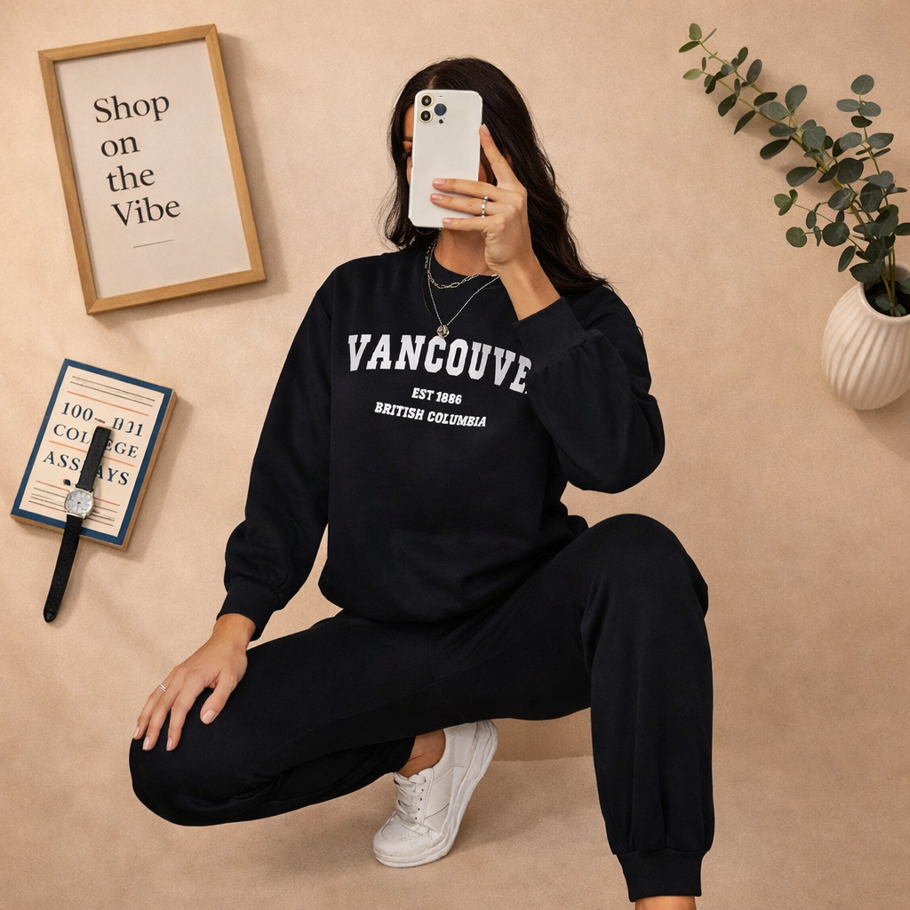 BLACK SWEATSHIRT VANCOUVER WITH BLACK TROUSER