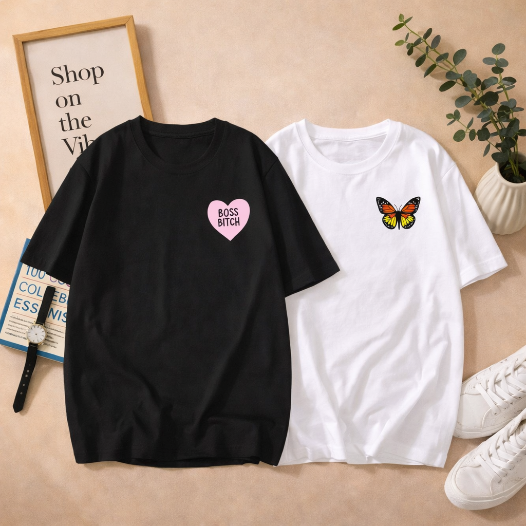 PAIR OF 2 TSHIRTS (BOSS BITCH AND BUTTERFLY)