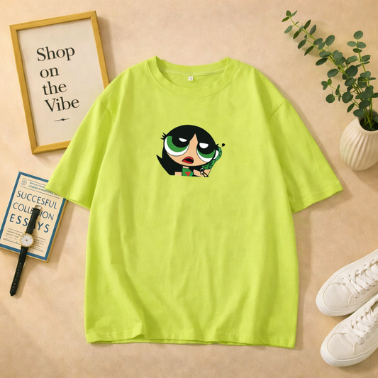 NEON GREEN TSHIRT WITH BUTTERCUP GREEN