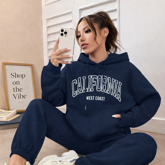 NAVY BLUE HOODIE CALIFORNIA WITH NAVY BLUE TROUSER