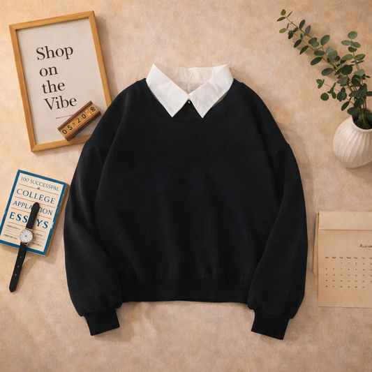 BLACK COLLAR SWEATSHIRT