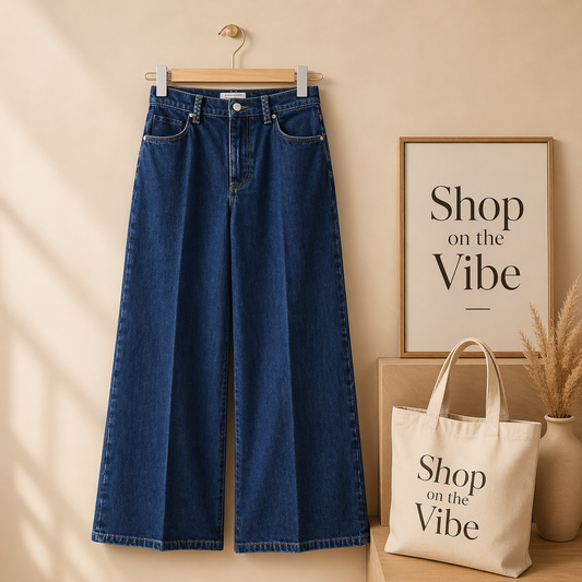 MID BLUE WIDE LEG JEANS