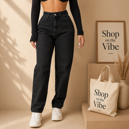 BLACK MOM JEANS