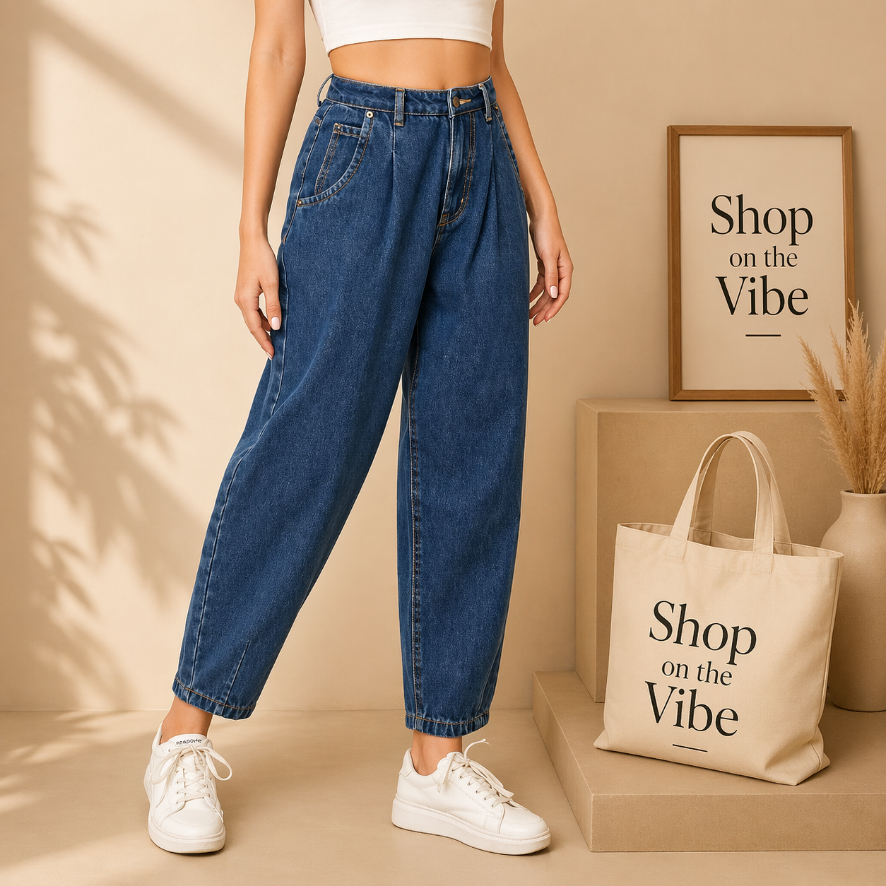 MID BLUE MOM JEANS