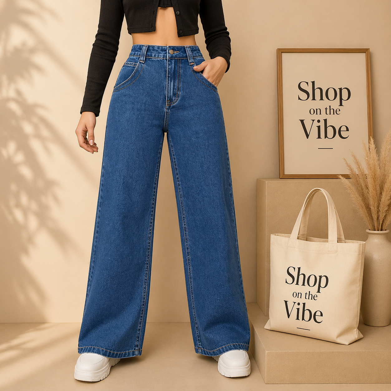 MID BLUE STRAIGHT JEANS