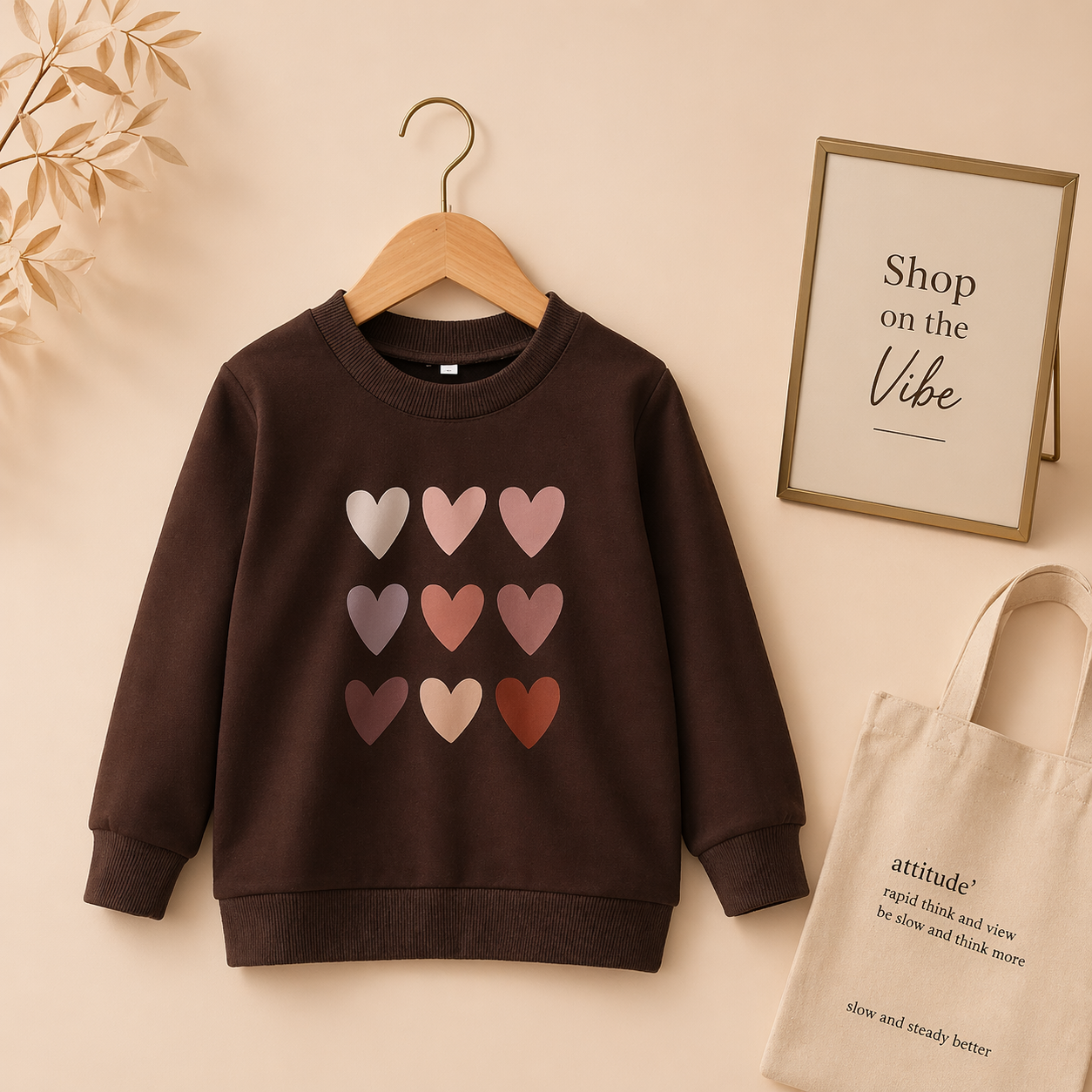 HEART BROWN SWEATSHIRTS